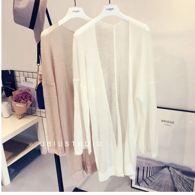 Long Fashion Summer Long Cardigan Sweaters Women Thin Woman Knitted Hollow Out Loose Cardigans Knitwear Open Stitch Causal Tops