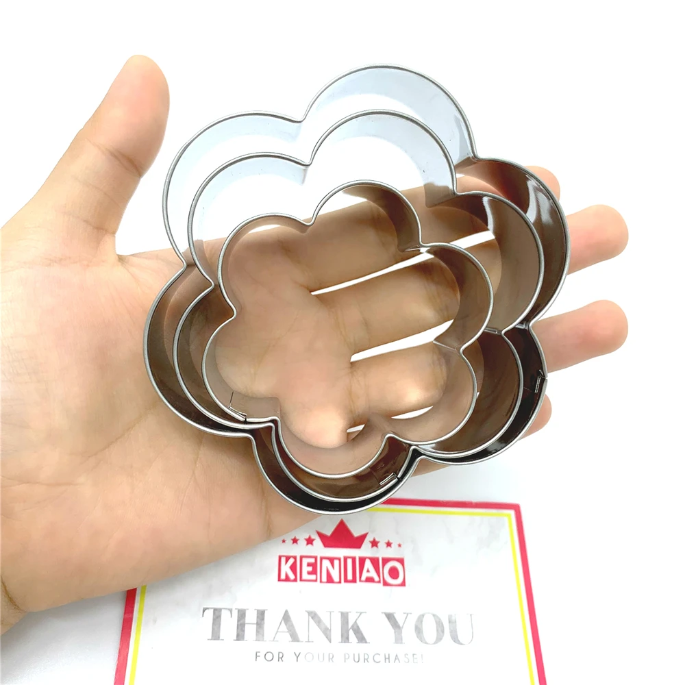 KENIAO Flowers Cookie Cutter for Baby Shower - Large, Medium, Small Basic Biscuit Fondant Bread Sandwich Molds - Stainless Steel