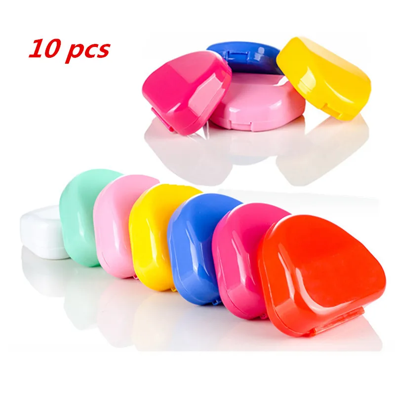 

10pcs Dental Orthodontic Retainer Box Case Mouthguards Biteguards Dentures Sport Guard Denture Storage Mouthguard Container