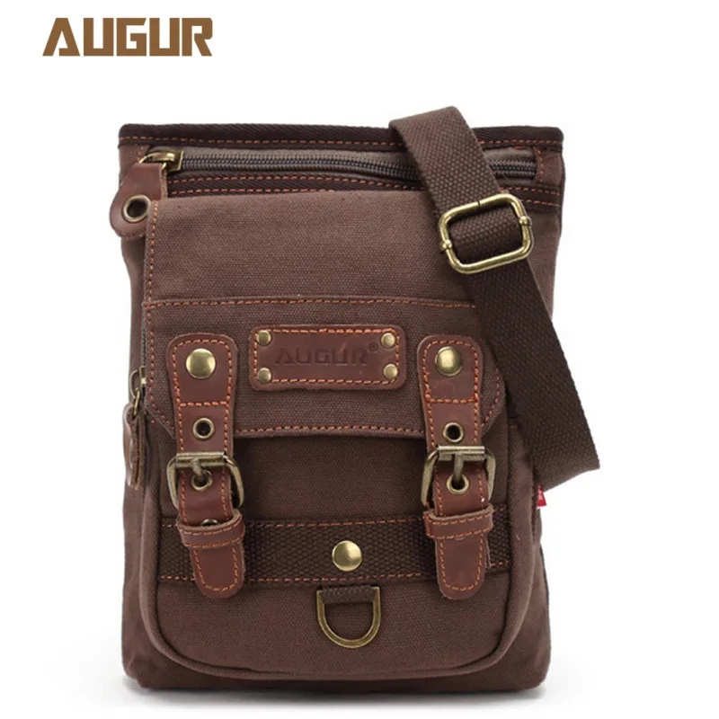 Augur 2023 Canvas Leather Crossbody Bag Men Military Army Vintage Messenger Bags Shoulder Bag Casual Travel school Bags 3033