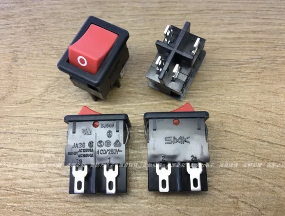 

[VK] JAPAN RED SMK JA36 2 gear type switch 4 pin button double knife switch 6A 125VAC 4A 250VAC ON-OFF Toggle switch