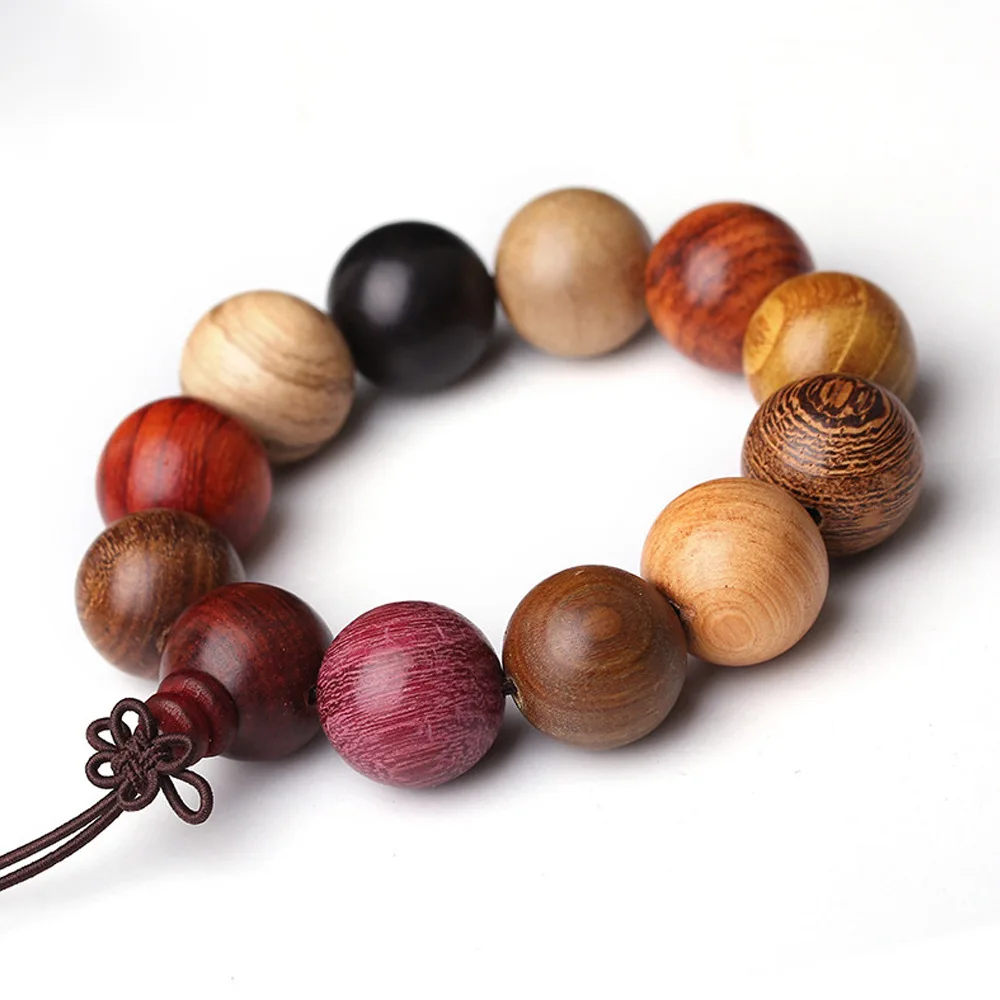 Handmade Chinese Character Buddhist Wood Bracelet 15/18/20mm Beads Sandalwood Men Bracelets,Wenge Bracelets Lucky Jewelry