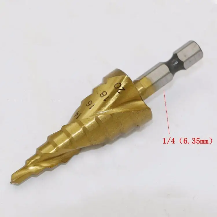 

4-20mm HSS 4241 Steel Step Cone Titanium Coated Drill Bit Cut Tool Set Hole Cutterwith Hex Shank