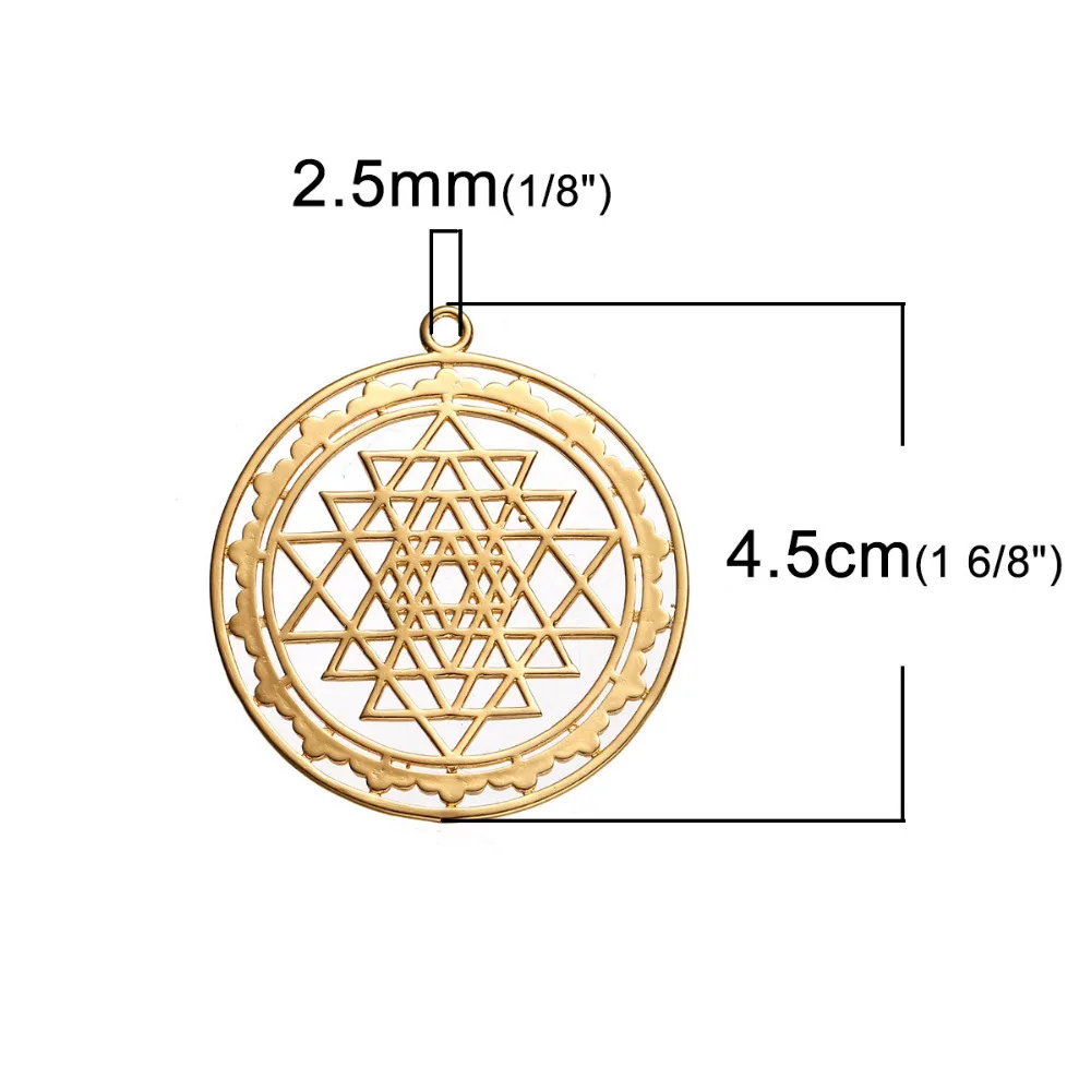 DoreenBeads Copper silver color Gold Sri Yantra Meditation Hollow Pendants DIY Jewelry Components 45mm x 40mm(1 5/8\