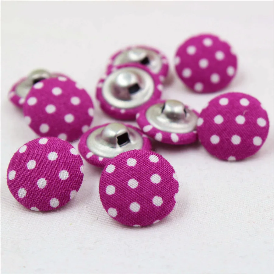 YJHSMY 10 Style 100 pcs/Lot 15mm Dot Fabric Covered Cloth Buttons, garment accessories,Diy BK076