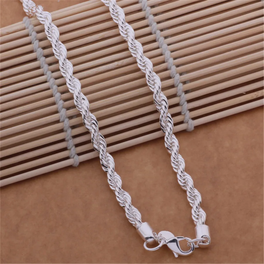 925 Wholesale price 16-24inches silver color jewelry fashion elegant for men women 4MM necklace jewelry marked , N067