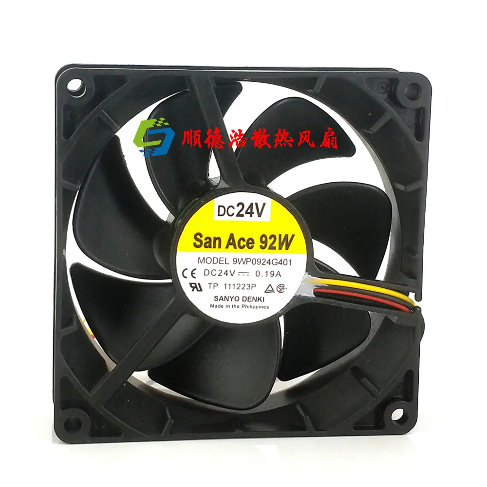 Sanyo Denki 9WP0924G401 DC 24V 0.19A 90x90x25mm 3-wire Server Cooling Fan