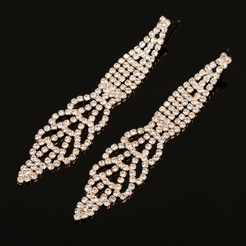 YFJEWE Silver Plated Bridal Tassel Drop Earrings Sparkling Rhinestone Crystal Long Dangle Earrings Wedding Jewelry Gift E401