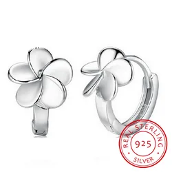 Flower 925 Sterling Silver Small Round Loop Huggies Hoop Earrings For Kids Baby Girls Children Jewellery Aros Ay235