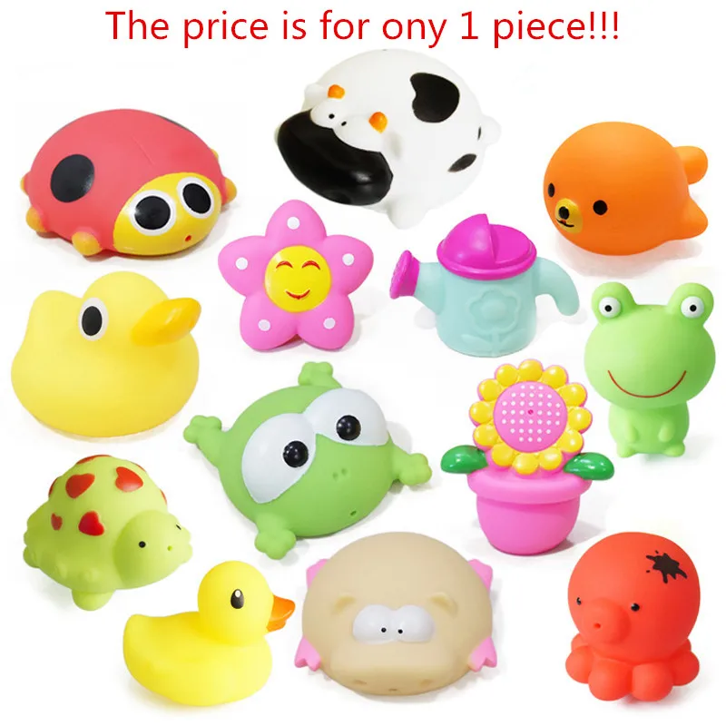 1Pcs Zwemmen Water Speelgoed Kleurrijke Zachte Drijvende Rubber Duck Squeeze Sound Piepende Bathing Speelgoed Voor Baby Bad Speelgoed DS19