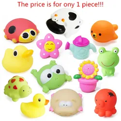 1PCS Swimming Water Toys Colorful Soft Floating Rubber Duck Squeeze Sound Squeaky Bathing Toy For Baby Bath Toys DS19