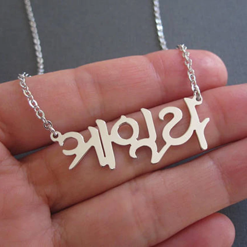 Personalized Korean Name Necklaces For Family Women Stainless Steel Custom Letters Choker Chain Jewelry Couple Friend Gifts