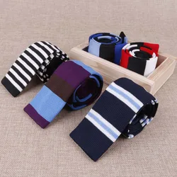 Fashion Men's Colourful Knit Tie Stripe Vintage Knitted Ties Dot Sample Necktie Narrow Slim Skinny Woven Cravate Narrow Neckties