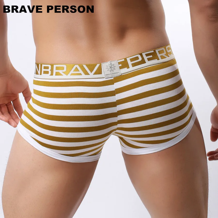 BRAVE PERSON Male Panties Men Underwear Boxers Cotton Underwear Sexy Striped Man Boxer Shorts Underpants B1155