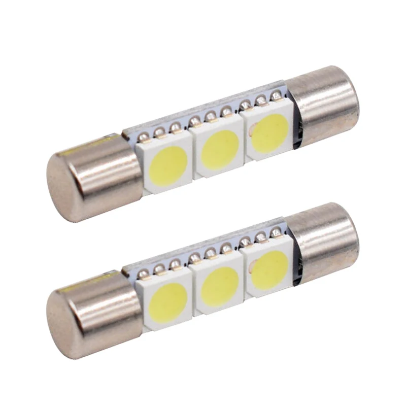 2Pcs Auto LED T6.3 T6 28mm 5050 3 SMD White 12V Car Vehicle Interior Sun Visor Vanity Mirror Lights Makeup Lights lamp