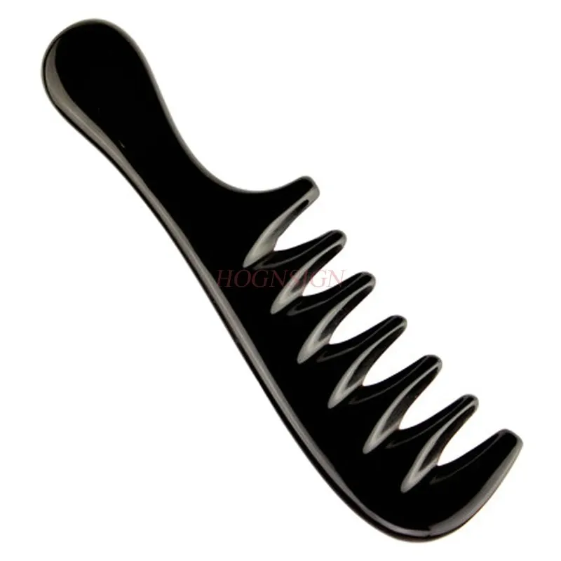 

Authentic Natural Black Buffalo Horn Comb Large Combs Massage Hairbrush New 7 Tooth Scraping Hairdressing Supplies For Female