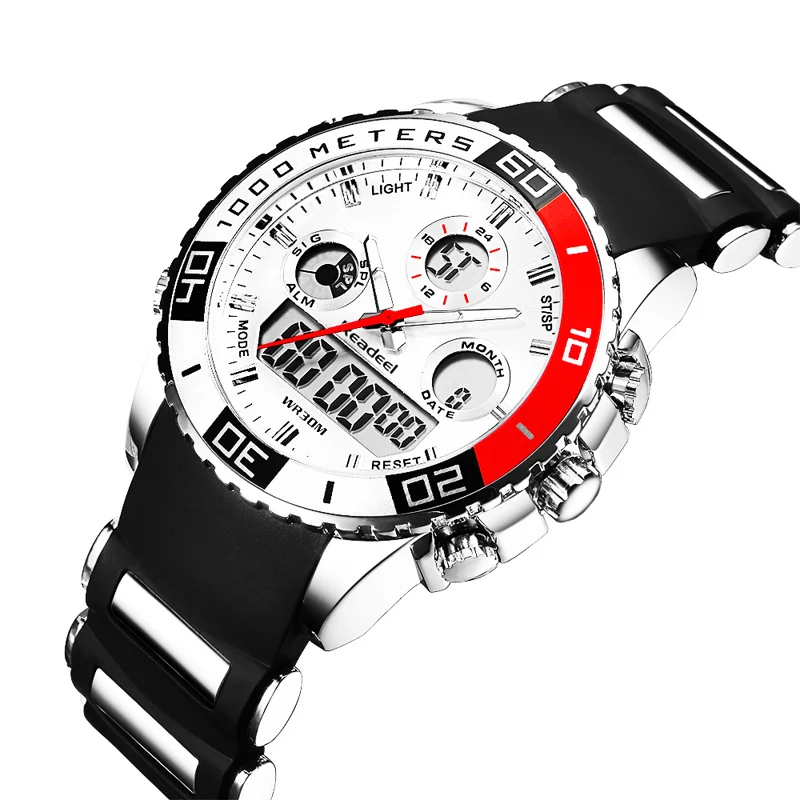Degli uomini di Sport Orologi Impermeabile Mens Militare Orologio Al Quarzo Digitale di Allarme Cronometro Dual Time Zone Brand New relógios