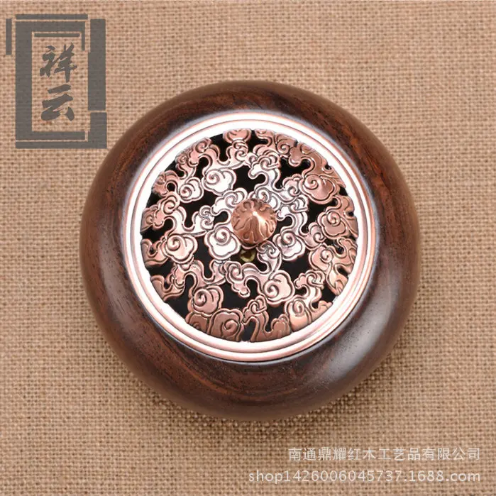 Wooden Vaporizer purple ceramic tea fragrant sandalwood incense inserted copper plate money mahogany incense factory direct