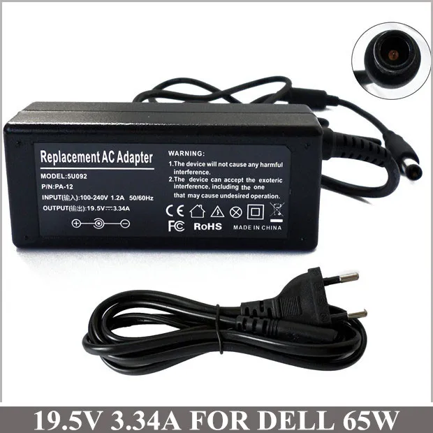 

19.5V 3.34A 65W Laptop AC Adapter Power Supply Cord For Ordenador Portatil Dell Inspiron 9200 9300 9400 6000 6000D 6400