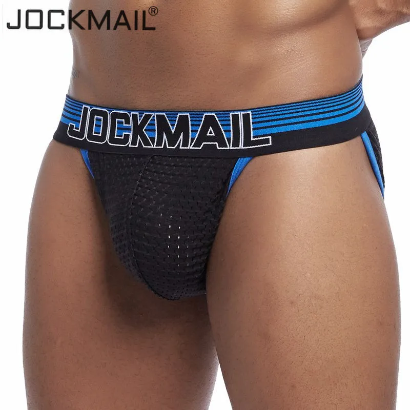 JOCKMAIL Mesh Sexy Men Underwear ice silk Men Briefs Breathable Slip bikini Gay Male Panties Underpants men thongs g strings