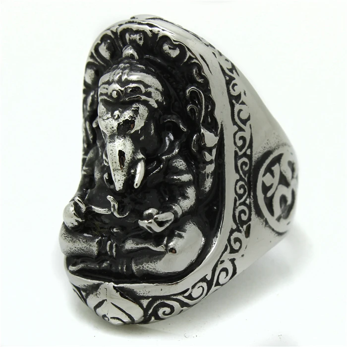 2015 Newest Fashion Design 316L Stainless Steel Elephant Ring Lord Ganesha Ring