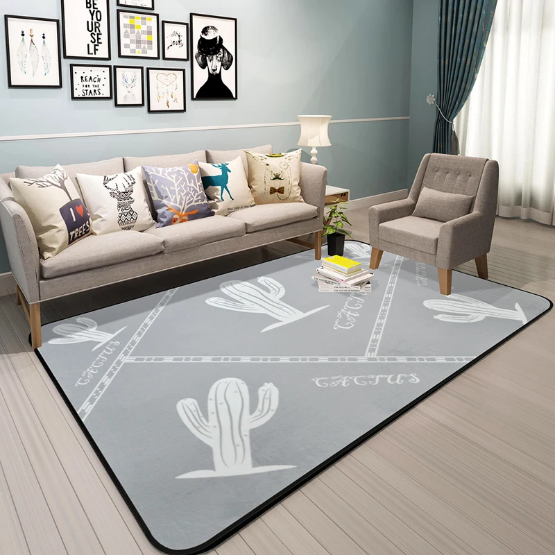 

Simple grey cactus Print Carpets Child Living room Crawl Rugs For bedroom Tea table large Area Carpet Kids Room play Game Tapete