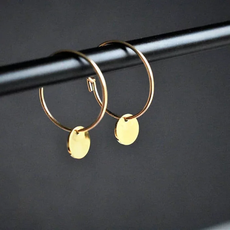 925 Silver Hoop Earrings Coins Earrings Handmade Gold Filled Oorbellen  Vintage Brincos Minimalist Pendientes Earrings For Women