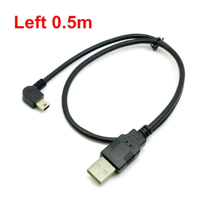 Mini USB B Type 5pin Male Left Angled 90 Degree to USB 2.0 Male Data Cable 50cm 180cm USB mini-b Angle Cable 0.5m 1.8m 6ft