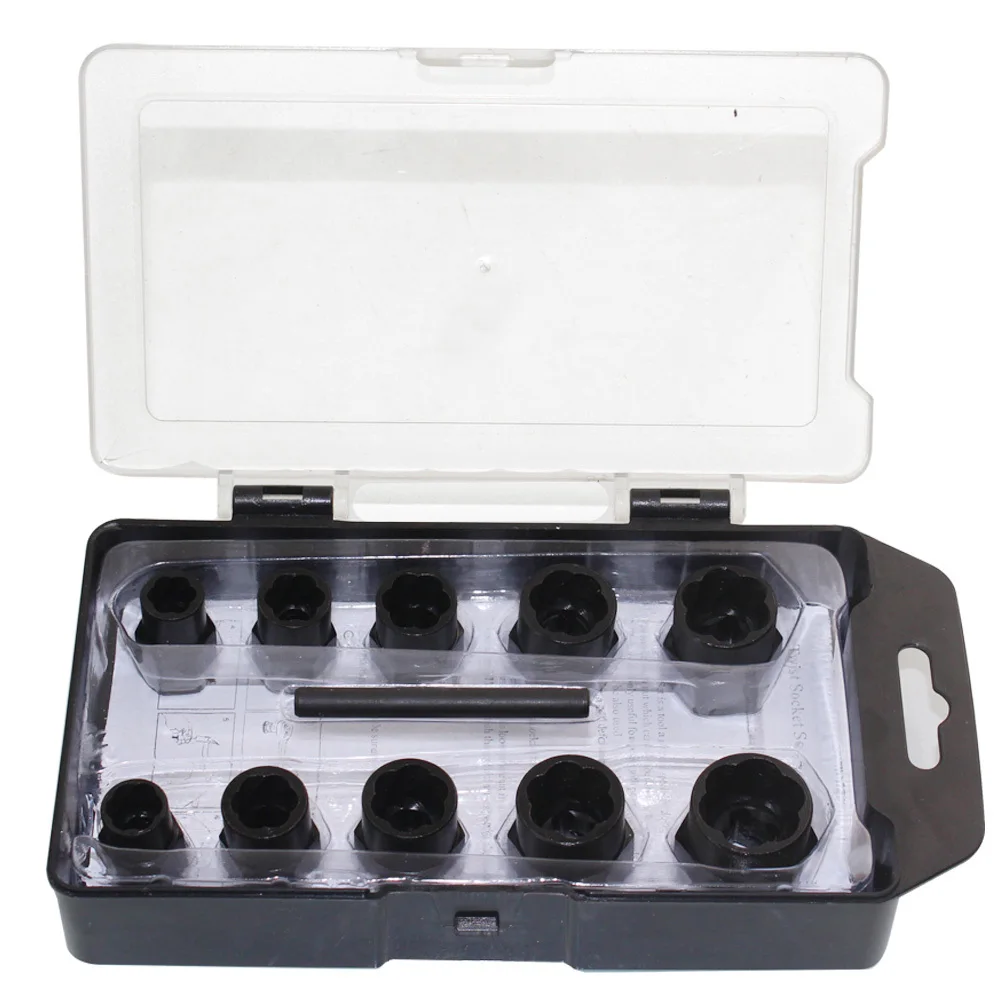 

11pcs Twist Socket Set 3/8" & 1/2" Dr. Damaged Lock Lug Nut Removal Socket Tool