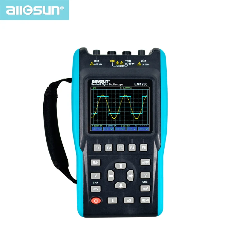 ALLOSUN 2 in1 Handheld Oscilloscope 2 Channels with Color Screen Scope Digital Multimeter DMM Meter EM1230 all-sun