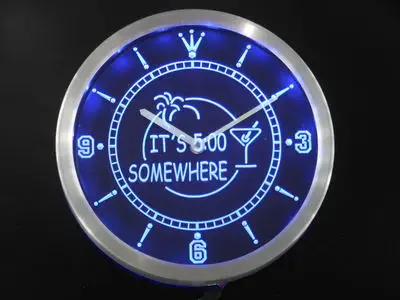 nc0268 ITS 5:00 SOMEWHERE MARGARITA Neon Light Signs LED Wall Clock