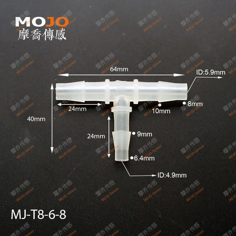 

2020 Free shipping! MJ-T8-6-8 Reducing multiple hose connector 8mm to 6mm (100pcs/lots)