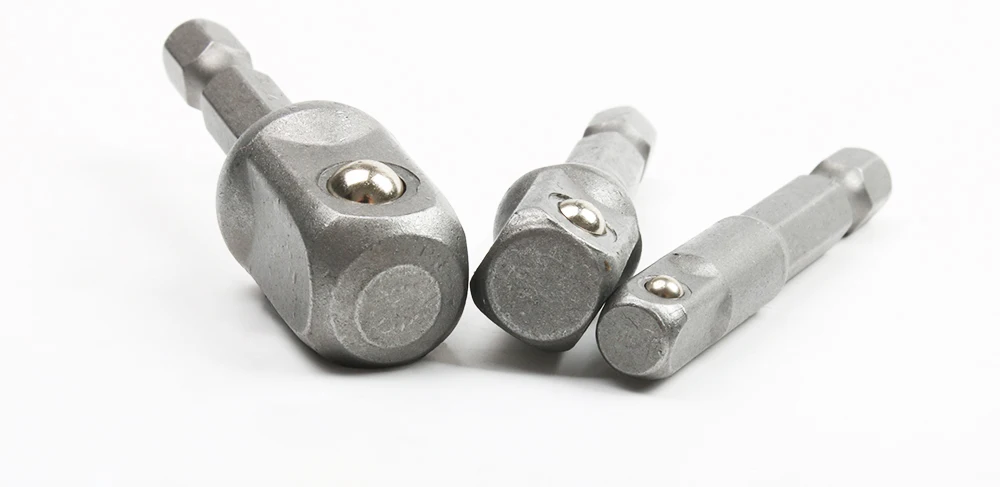 3pcs/set Chrome Vanadium Steel Socket Adapter Hex Shank to 1/4" 3/8" 1/2" Extension Drill Bits Bar Hex Bit Set Power Tools