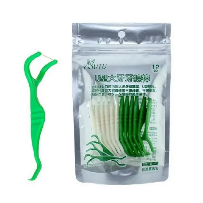 5bags x 12pcs Elasticity flat wire for Laniary Dental Flosser Interdental Brush Teeth Stick Toothpicks Floss Pick Oral Hygiene