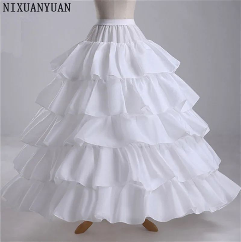 Casamento Petticoat 2023 vestido de Baile 4-Hoops 5-Layers Casamento Petticoat Underskirt Crinoline Para Vestidos de Baile de Casamento Frete Grátis