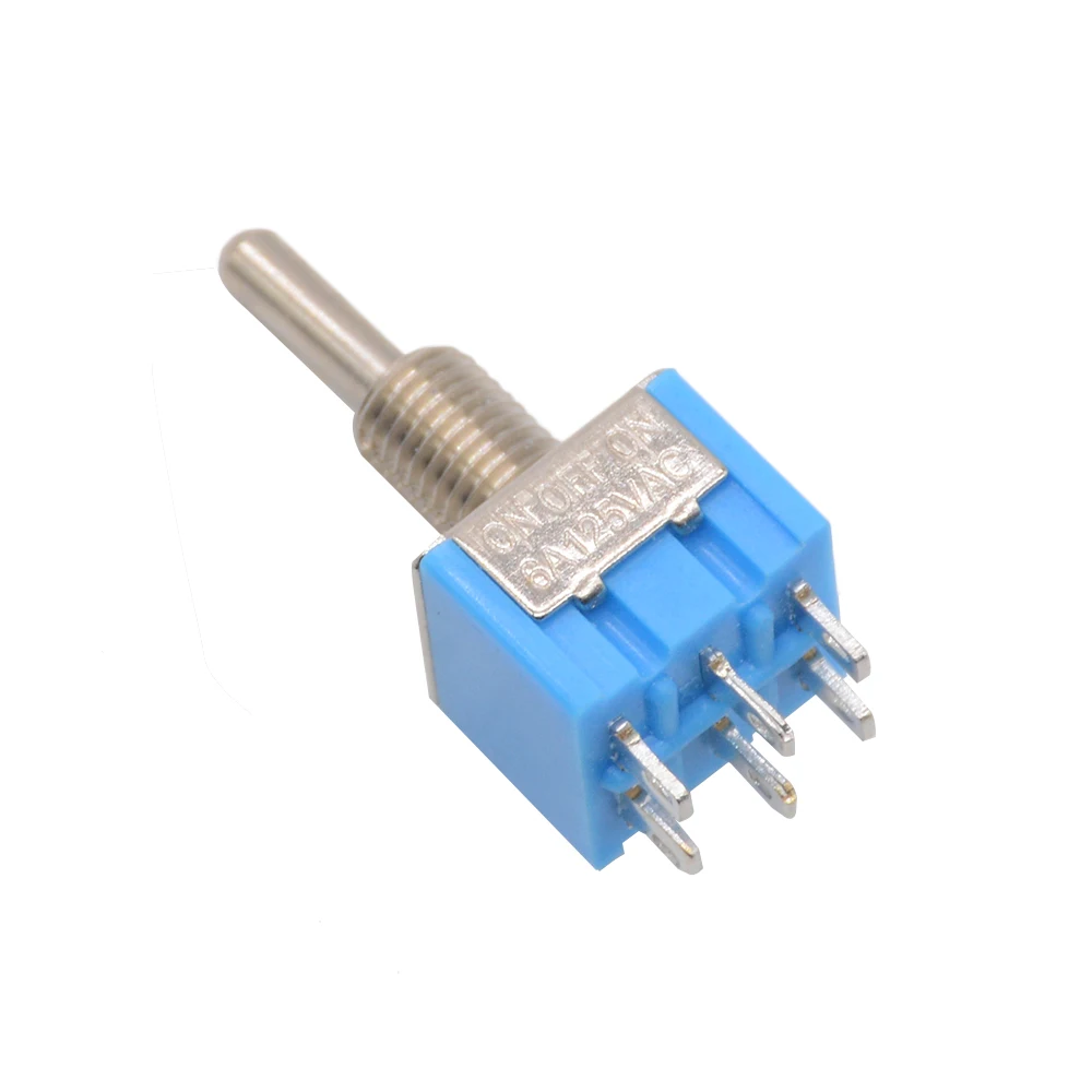 5pcs 3 Position MTS-203 6-Pin 6MM Mini SPDT ON-OFF-ON 6A 125VAC Mini Toggle Switch