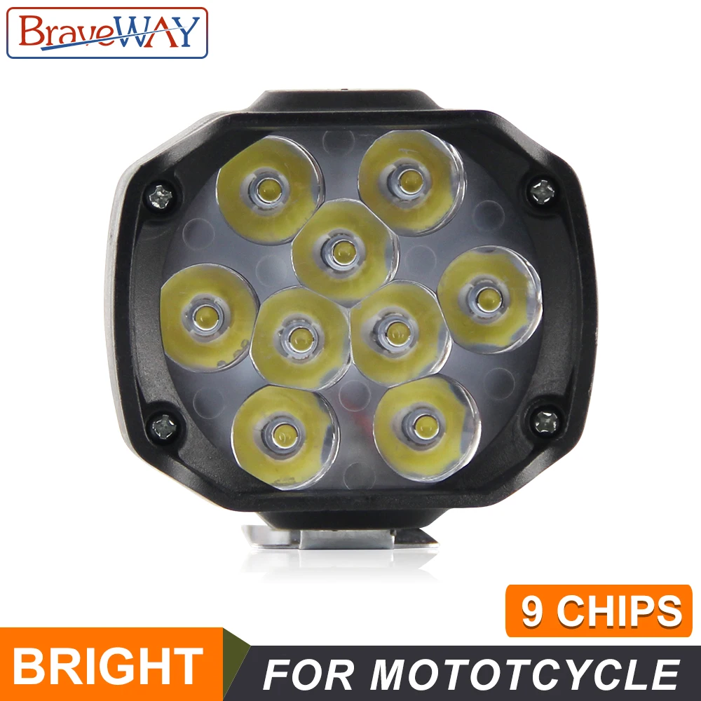 BraveWay Spot Light Motorcycles LED Headlight Lamps Scooters Spotlight 6500K Working LED Lights Motor Bike Moto Autocycle 9V 12V