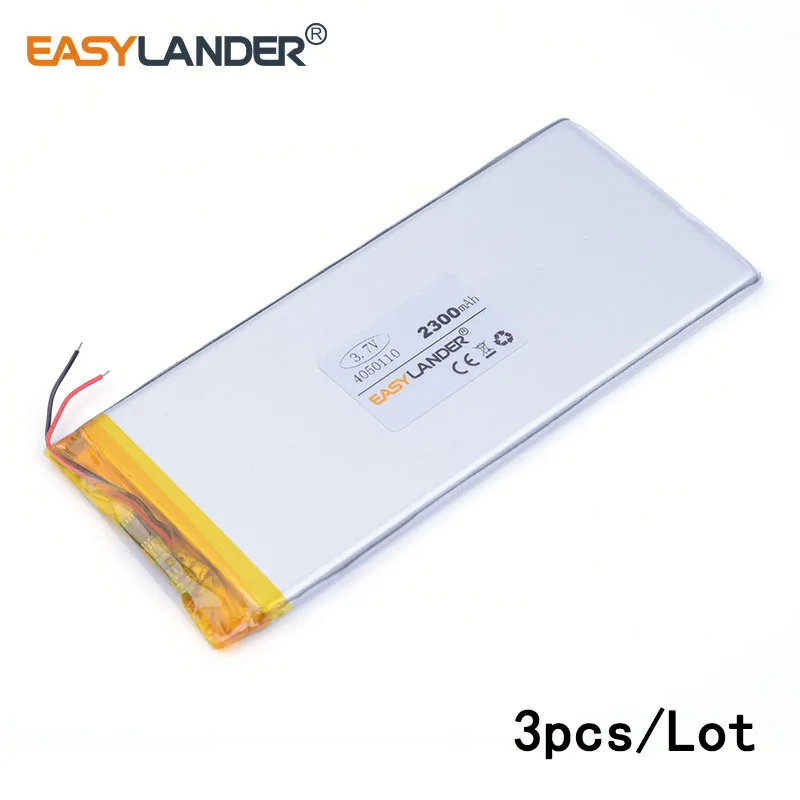 3pcs /Lot 4050110 2300MAH 3.7v lithium Li ion polymer rechargeable battery For MP5 Speaker E-book tablet pc power bank PAD PSP