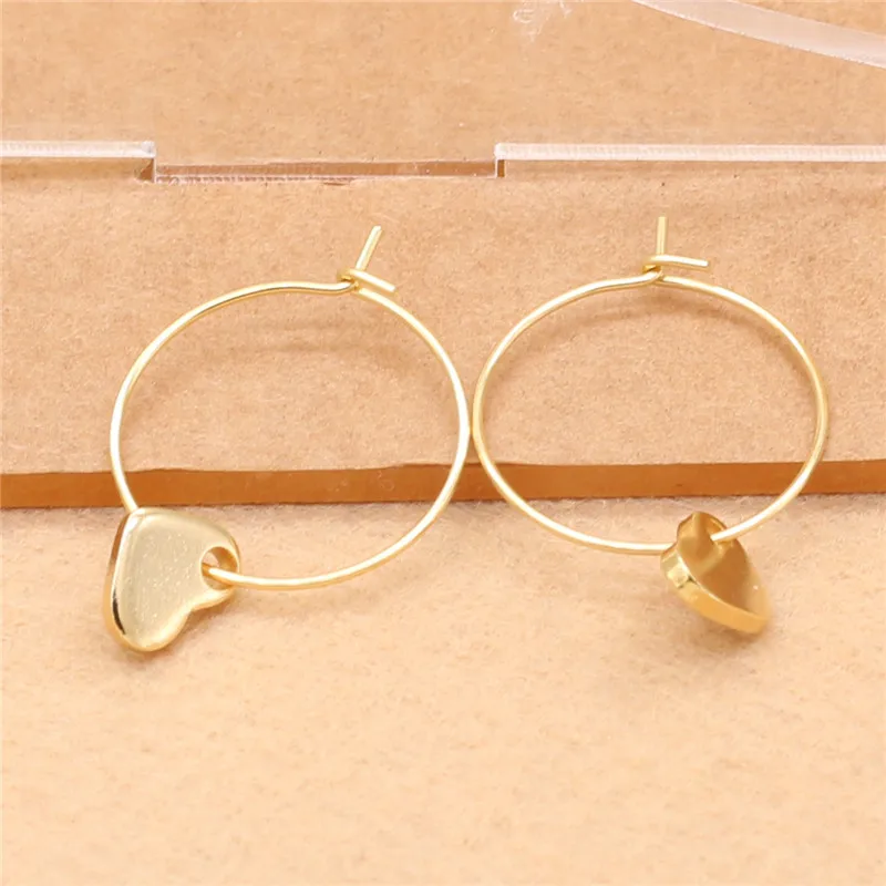 

316 L Stainless Steel Brief Heart Charms Drop Earrings Real-golden Plated Anti-allergy