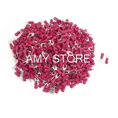 1000pcs SV1.25-4S Fork Type Pre Insulated Wiring Terminals Red for AWG 22-16