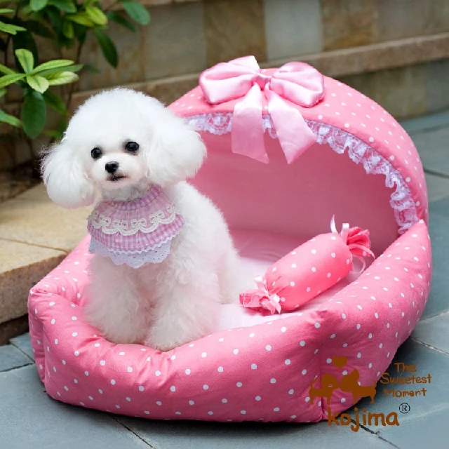 High grade pet dog cat lovely princess bed doggy warm soft kennels products puppy fashion pink dot sofas dogs cats beds house