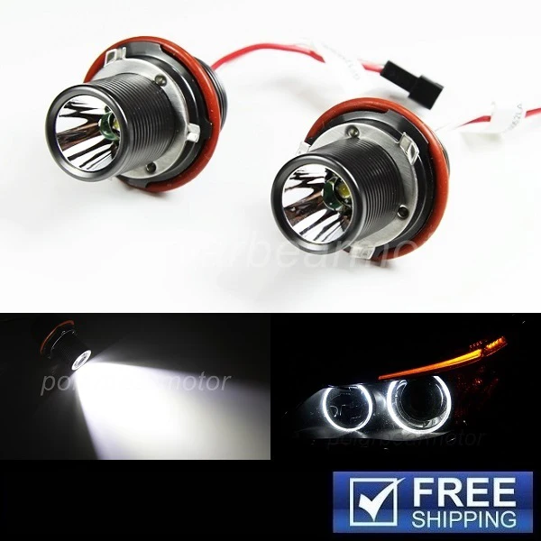 2Pcs white 10W LED Angel Eye Halo Ring Marker Light Bulbs No Error for 1,5,6,7-series,X5,X3,E87 E60 E61,E65,E66,E53,E83,E63,E64