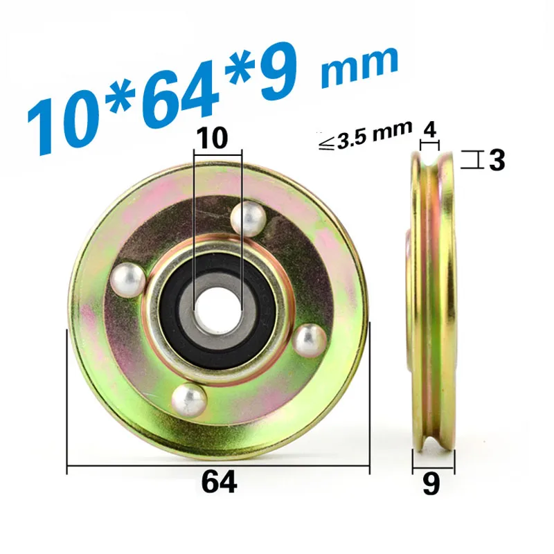 

1pcs 10*64*9m U wheel V type metal elevator door wheel / wire rope thin guide wheel / suspension wheel pulley