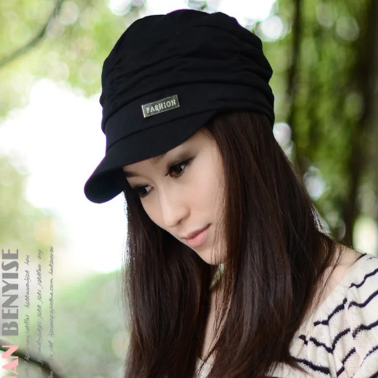 New Hat Lady There Is A Fashion Hat With Sun Protection Black Iron Peaked Cap