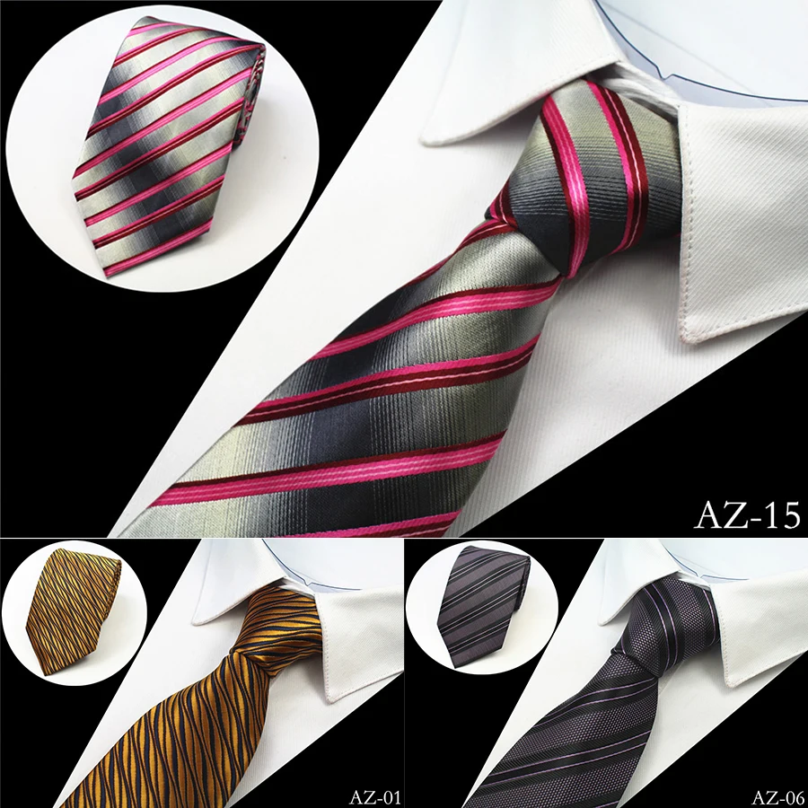 

Ricnais New Design 100% Silk Men Tie 8cm Striped Classic Business Neck Tie For Men Suit For Wedding Party Necktie Factory Sale