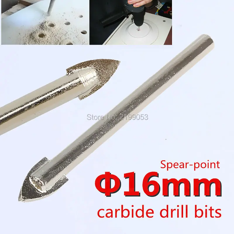 

5pcs/lot 16mm Hole Drilling Bit Spear Point Tile Marble Mirror Hole Cutter Tungsten Carbide Tipped Drill Bits Set