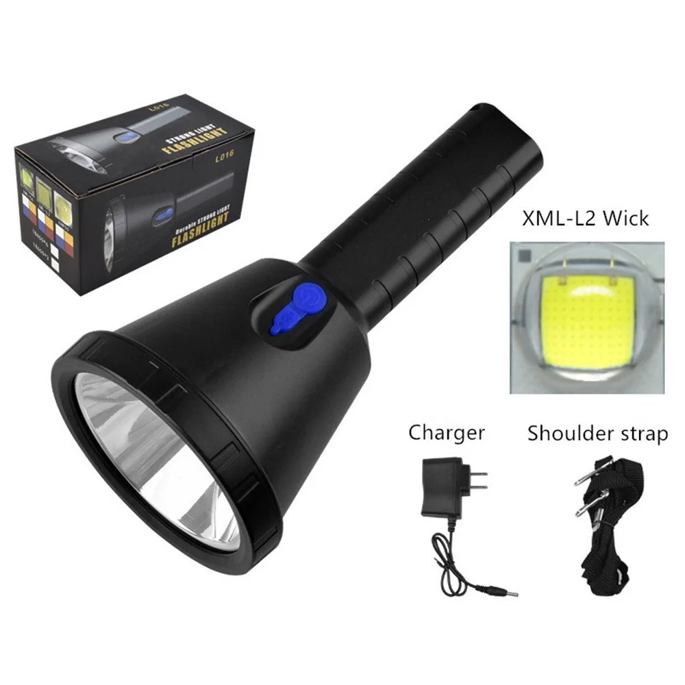 XML2 T6 10W 1200lm LED Handheld Spotlight Hunting Camping Hiking Flashlight Durable Rechargeable Search Lamp With Shoulder Strap