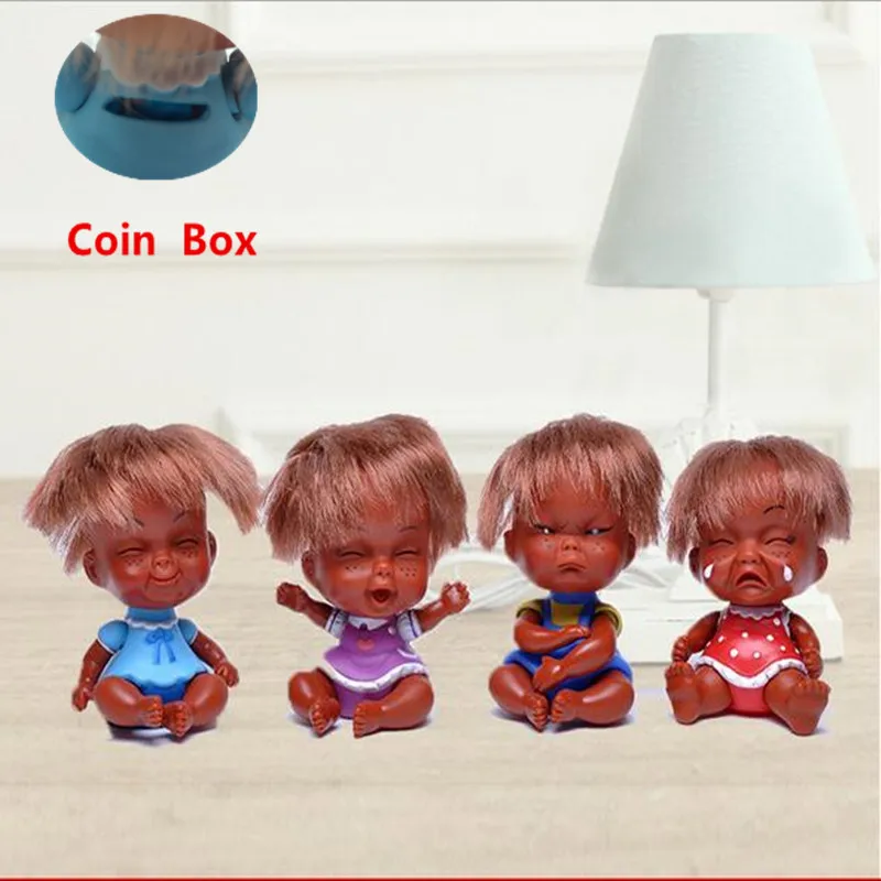 Coin Box Cute Smile / Anger / Cry / Laugh Expression Vinyl Doll Christmas New Year Gifts  Wholesale T236A/B/C/D