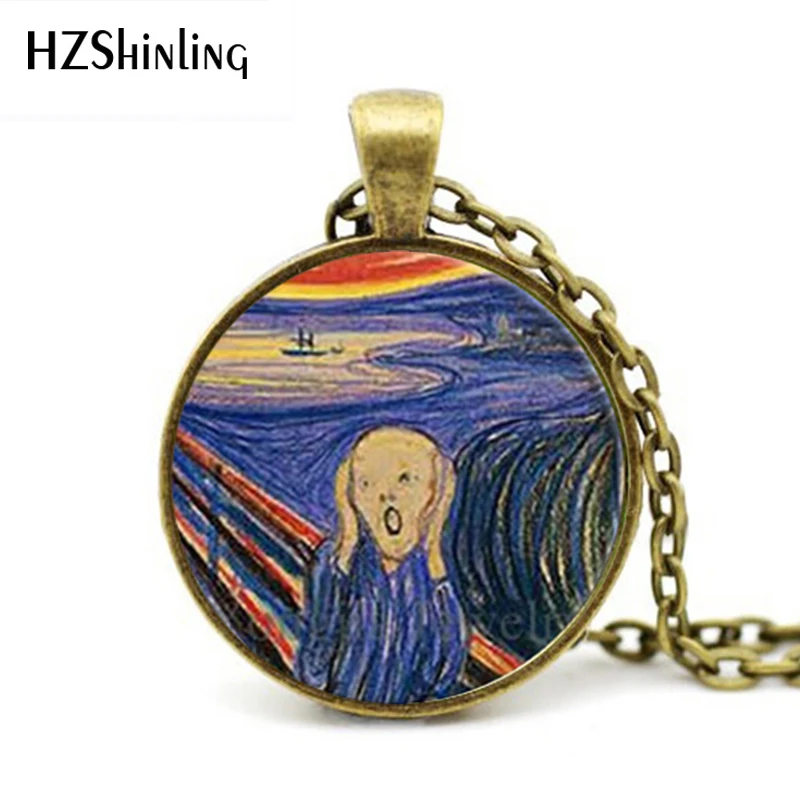 2017 New Glass Dome Necklaces The Scream Pendant Edward Munch Art Jewelry Der Schrei Necklace Novel Chain Gift HZ1