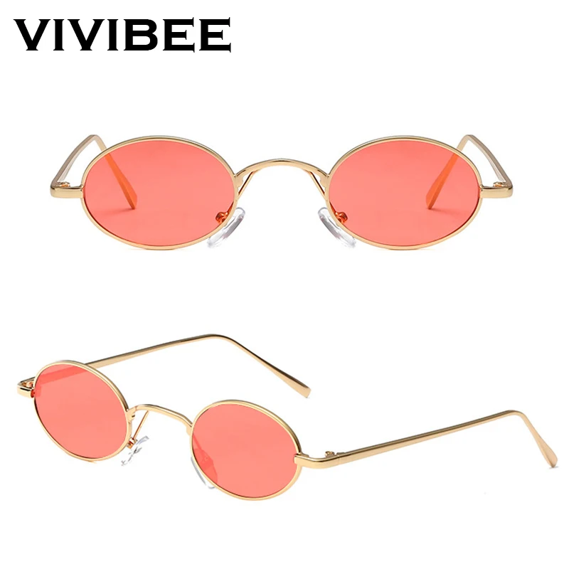 Okulary przeciwsłoneczne VIVIBEE w stylu vintage, małe owalne, dla kobiet, modne w 2026 roku, złota metalowa oprawka, retro, mini okulary przeciwsłoneczne, modne okulary. — zdjęcie 7